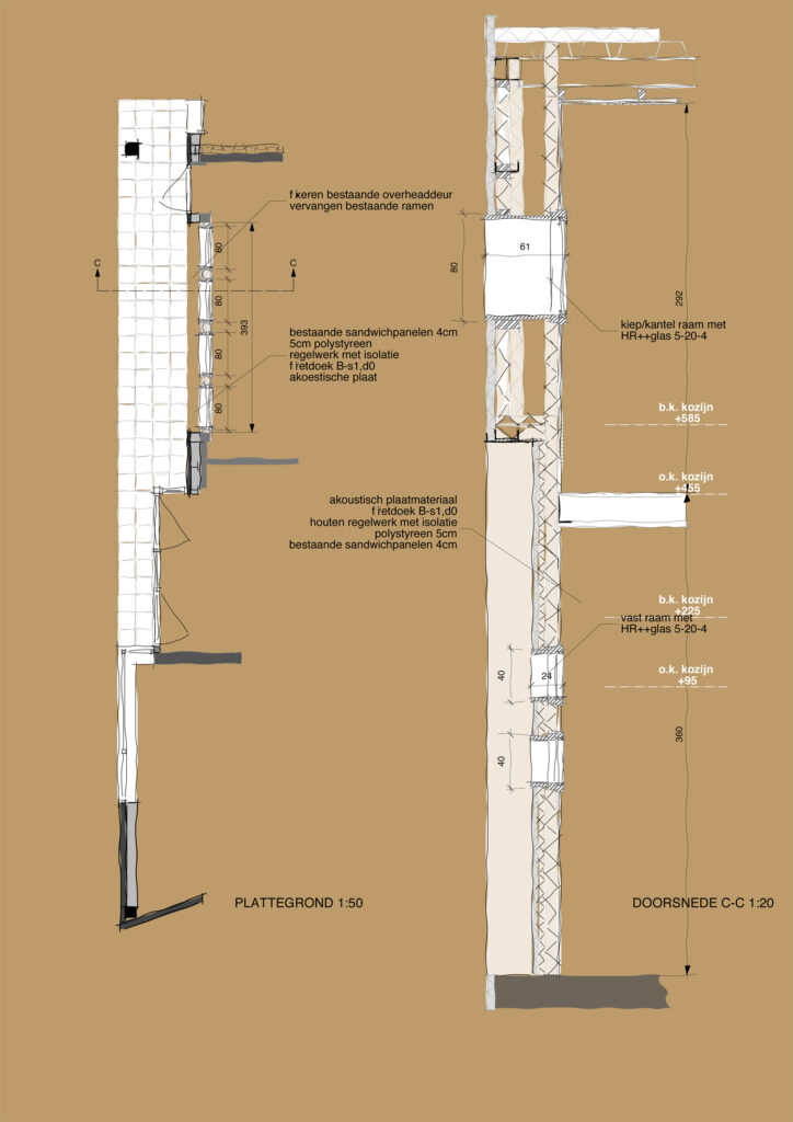 Bouwtekening doorsnede en plattegrond